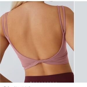 Halara Double Straps Backless Twisted Cropped Yoga Tank Top XS Rose NWT